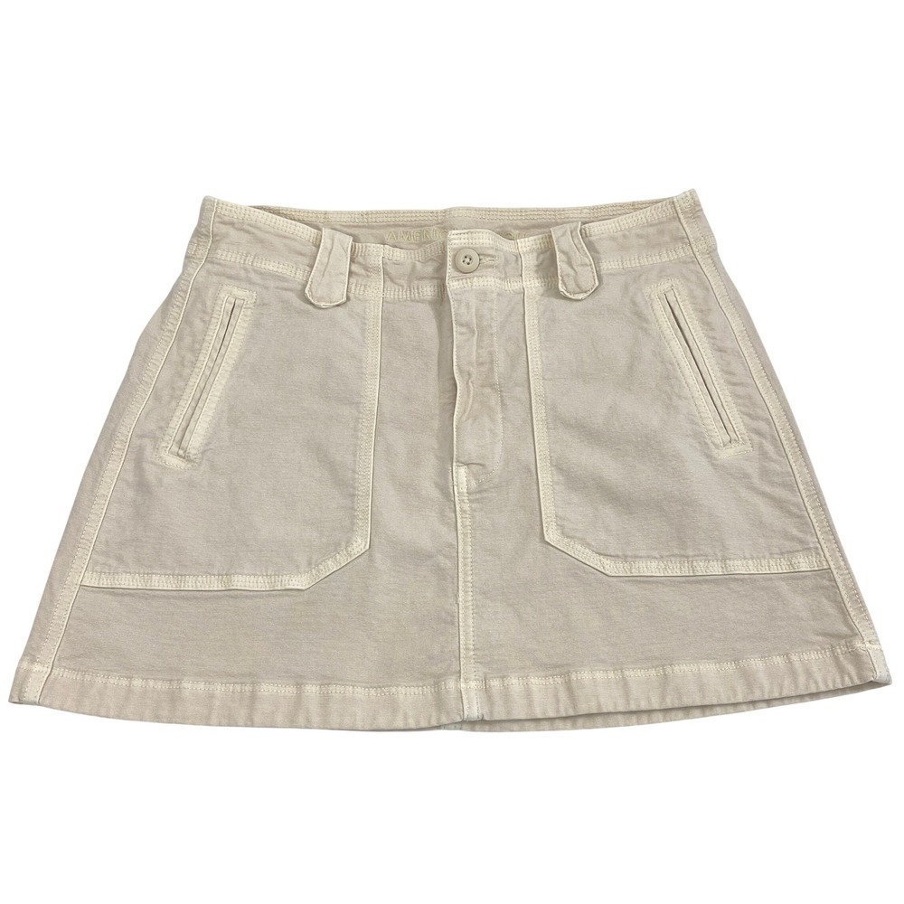 American Eagle Khaki Tan Utility Mini Skirt Women Size 6 Cargo Pocket Minimalist